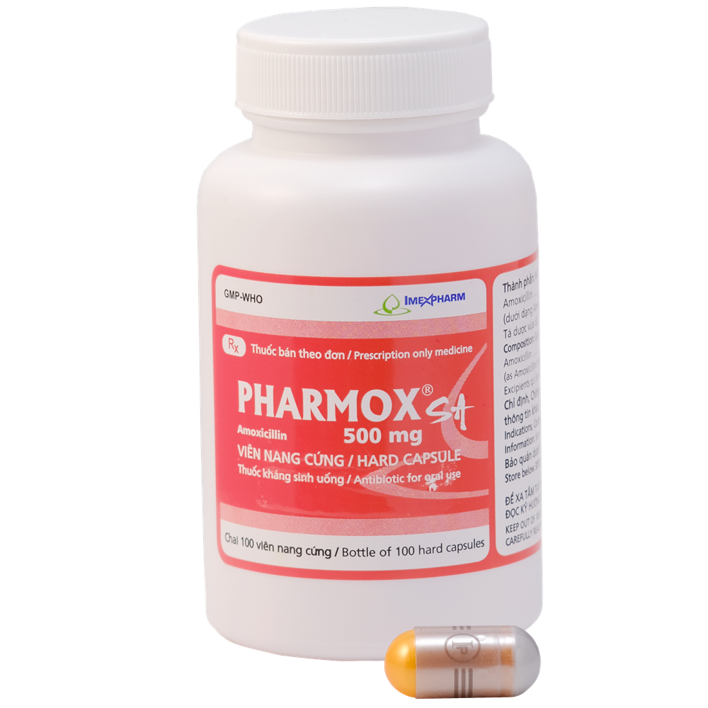 PHARMOX® SA 500 - Chai 100 viên (Xám - Cam)