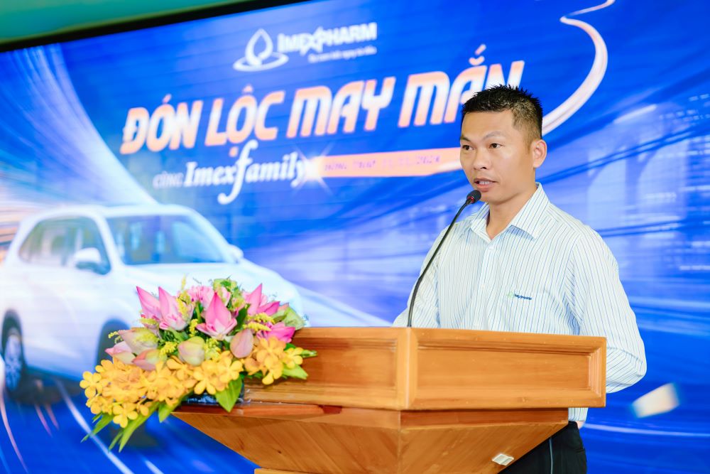 Đại diện Imexpharm phát biểu tại lễ trao thưởng Đón Lộc May Mắn cùng Imexfamily