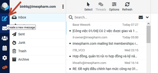 Create a new message để soạn mail mới