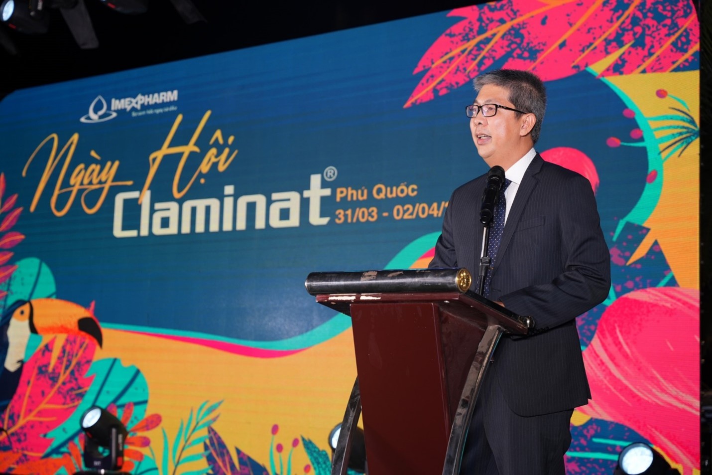 Đại diện Ban lãnh đạo Imexpharm phát biểu tri ân tại Ngày hội Claminat 2022