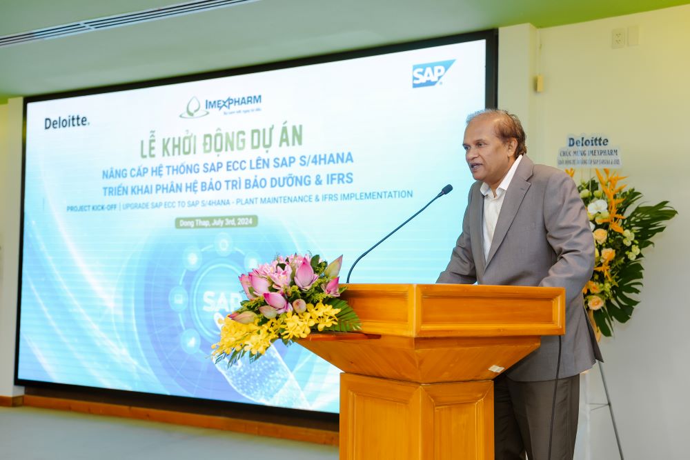 Ông Pankaj Rathi – Phó Tổng Giám đốc Deloitte Việt Nam phát biểu tại sự kiện hợp tác nâng cấp hệ thống SAP và triển khai IFRS